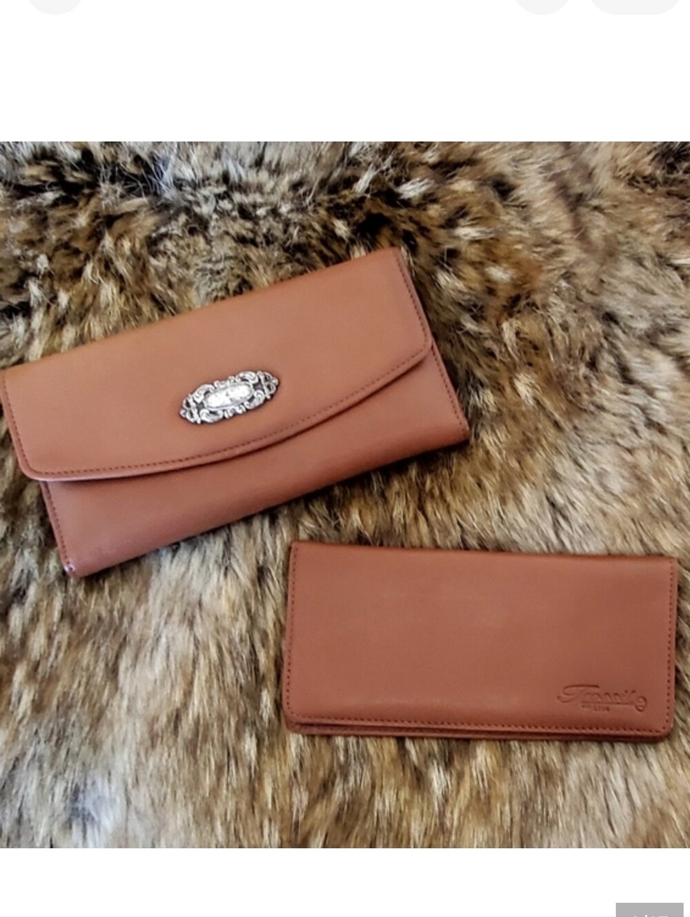 Fossil 1954 Vintage Leather Tri-Fold Wallet+Checkbook Bi-fold, Brown, 7.25"